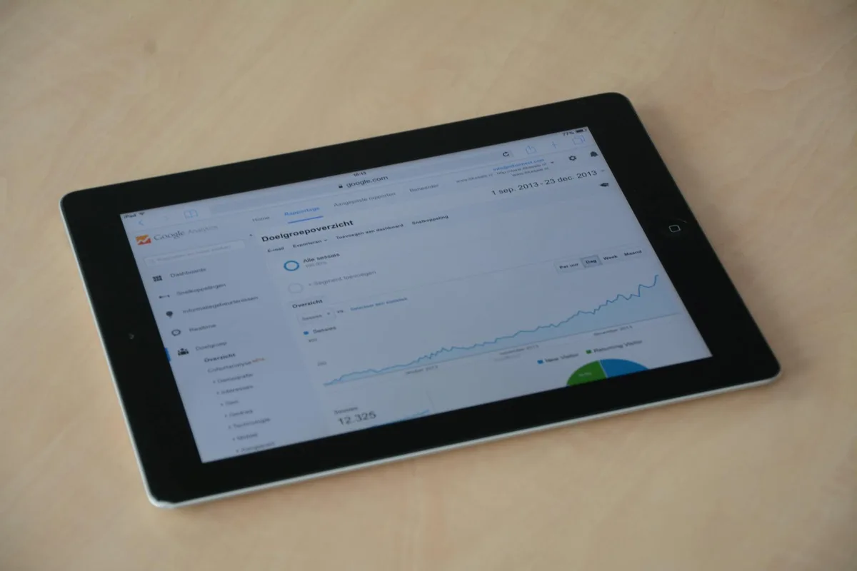 Ecommerce analytics dashboard on a computer showing sales data for an online store