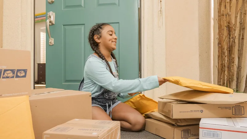 Delivery packages arriving at a home doorstep for a new online seller