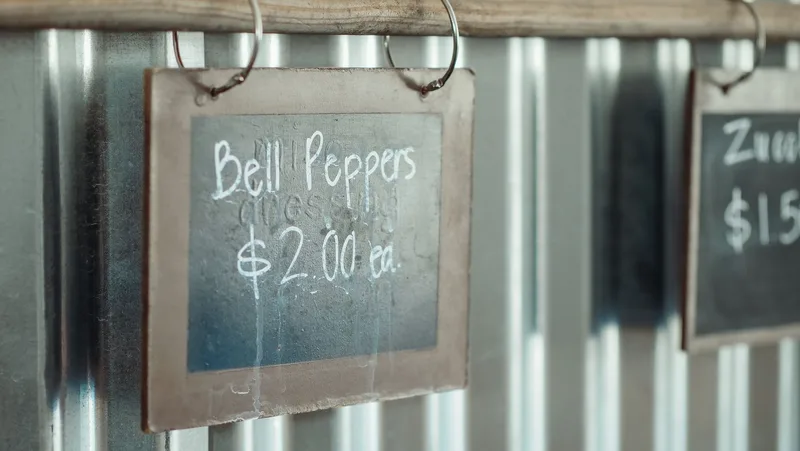 Handwritten price display board, the kind of clear pricing a new listing needs